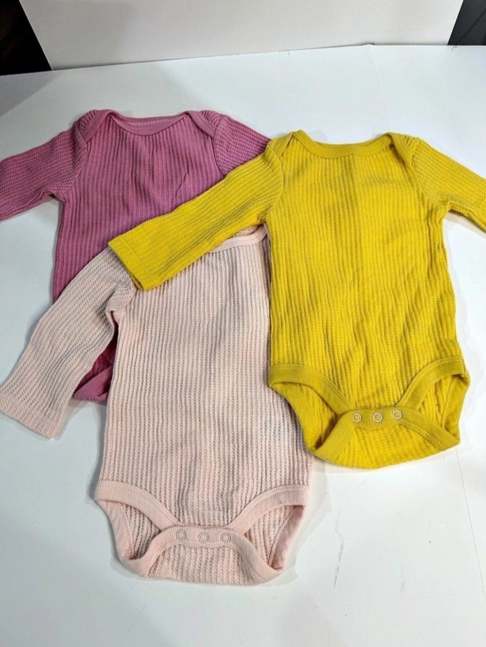 Carter's 3-Pack Baby Bodysuits Pink & Yellow Like New